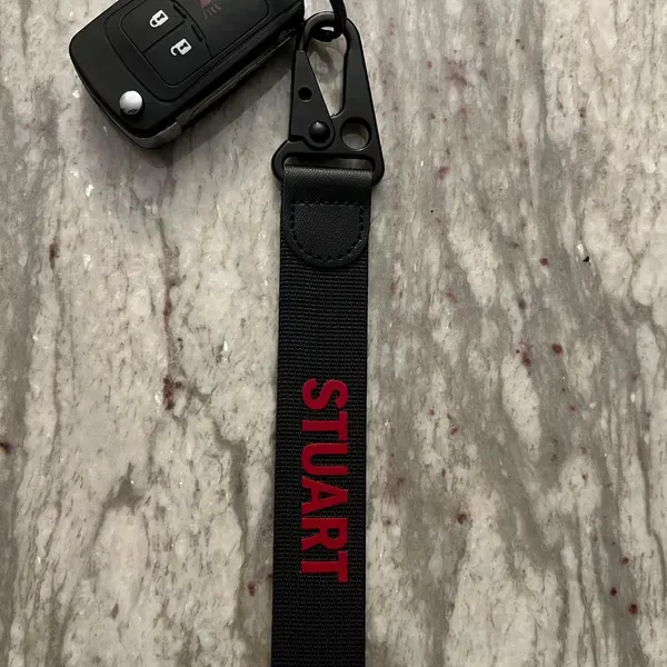 black with red letters