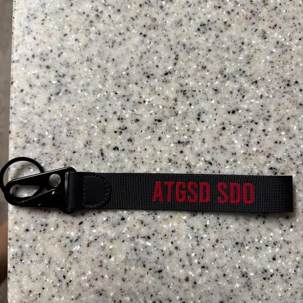 black with red letters